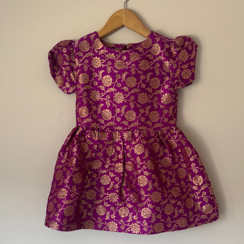 Peek Purple and Gold Floral Kids Formal Dress